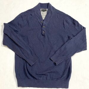 Banana Republic Men's Deep Blue 1/4 Button Pullover Sweater - Size Large (NWT)